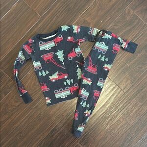 Children's Construction Pajama Set - Red and Gray